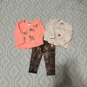 Carhartt Kids Matching Set - Coral, Beige, and Brown